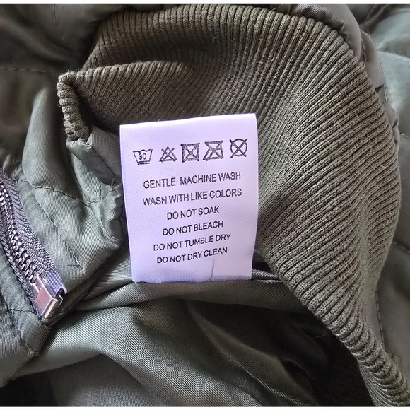 Eilly Bazar Quilted Bomber Jacket Women's L Green Zip Up NWOT - Picture 7 of 16